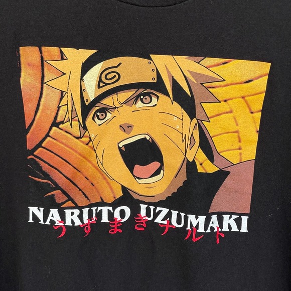 Naruto Shirt Mens Large Black Short Sleeve Graphic Print Anime - Picture 3 of 6